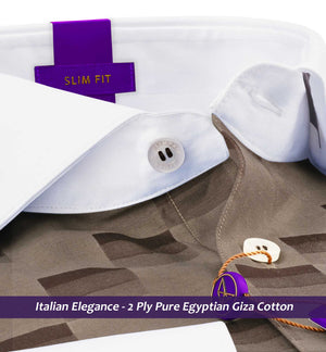 Galway- Cedar Brown Check- White Collar