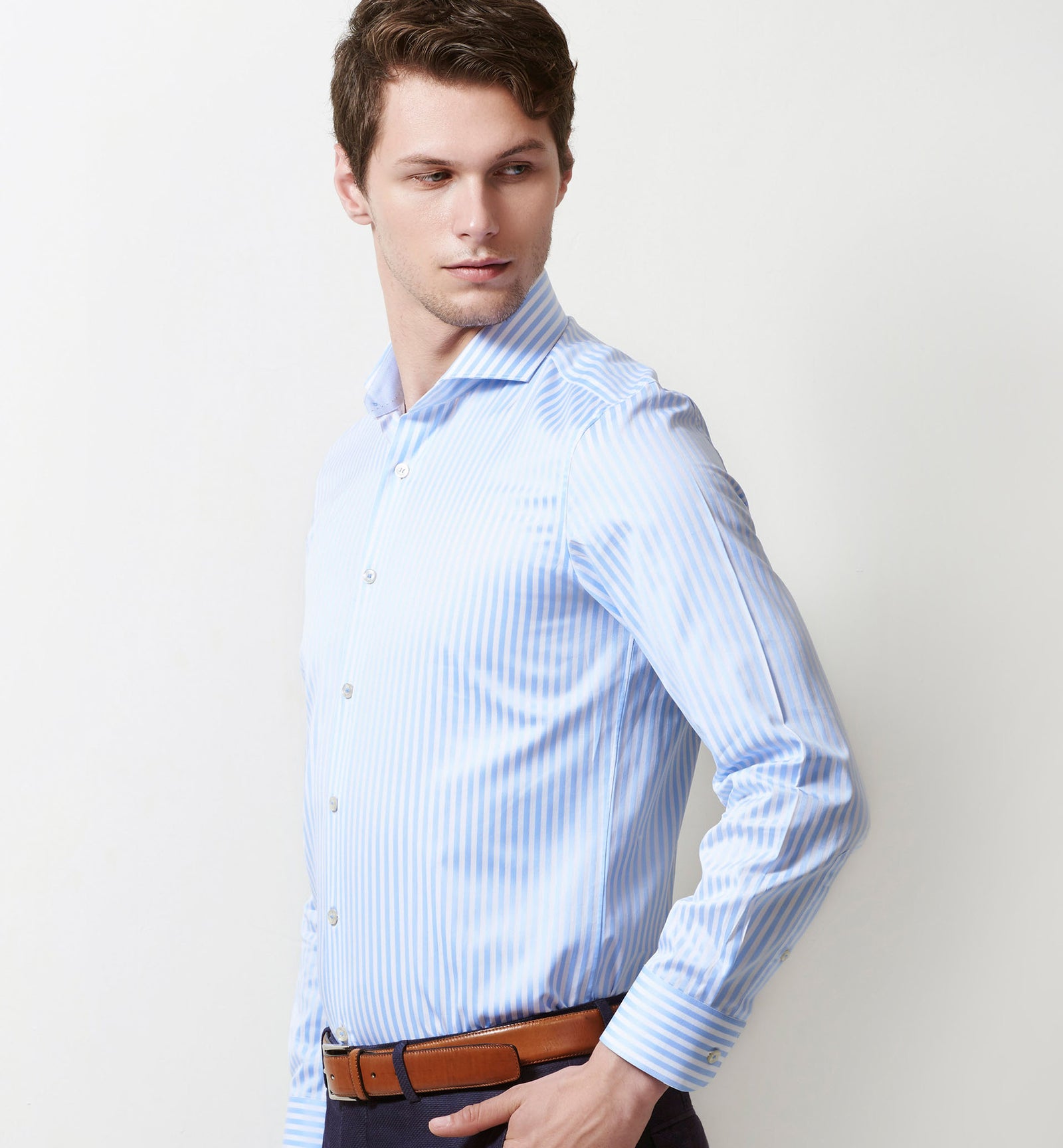 Montreal- Cerulean Blue & White Stripe