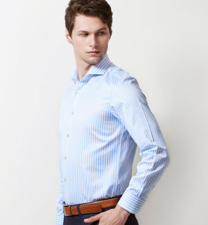 Montreal- Cerulean Blue & White Stripe