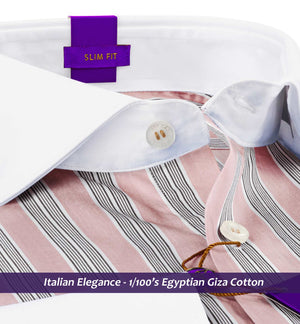 Antwerp- Lemonade Pink & White Stripe- White Collar