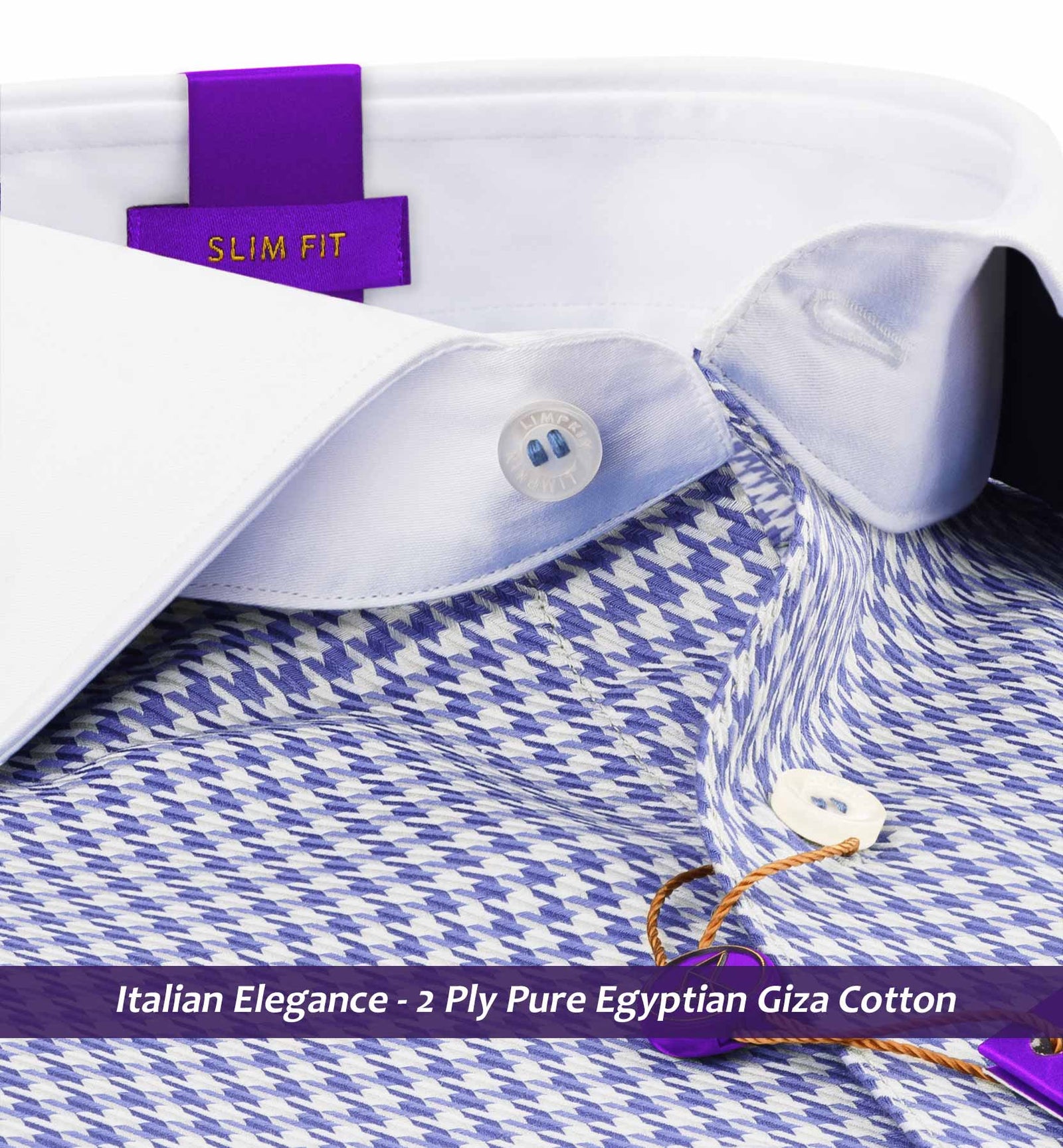 Paris- Florentine Blue & Beige Structure with White Collar