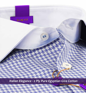 Paris- Florentine Blue & Beige Structure with White Collar