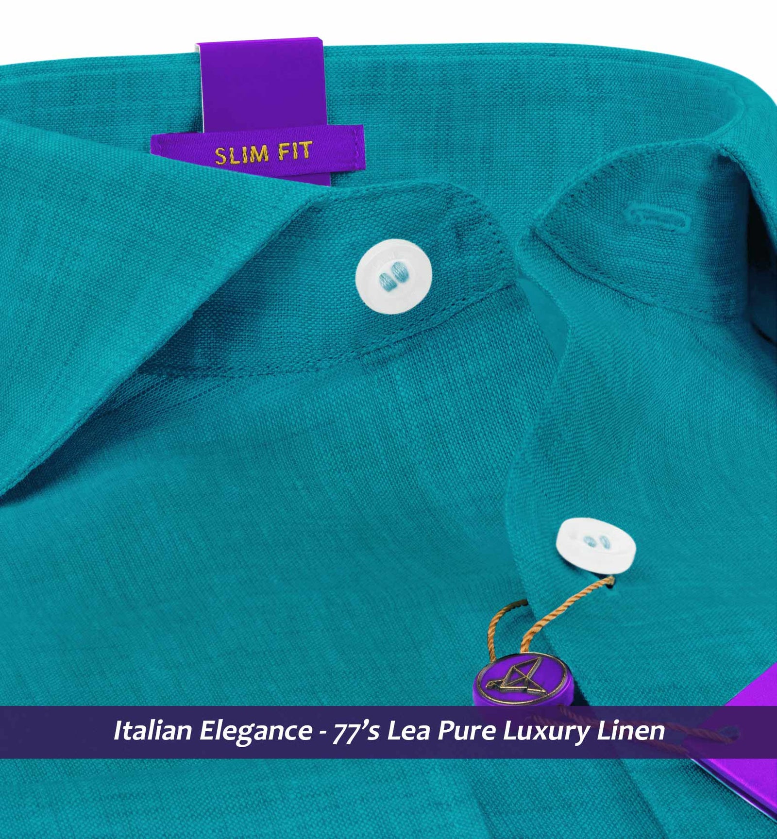 Girona- Turquoise Solid Linen- 77's Lea Pure Luxury Linen