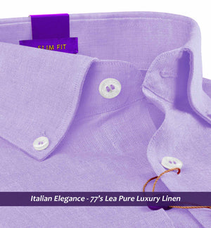Porus- Periwinkle Lilac Solid Linen- Button Down