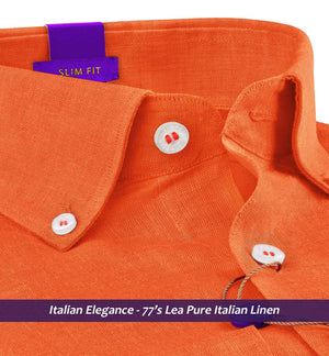 Bolivia- Tangerine Orange Linen- Button Down