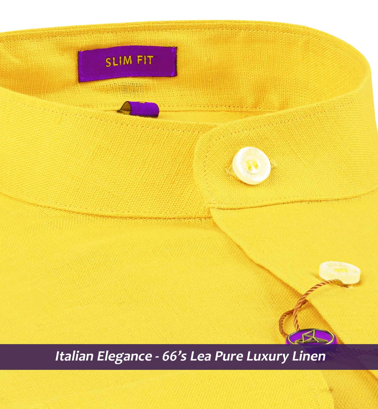 Bologna- Cadmium Yellow Linen- Mandarin Collar
