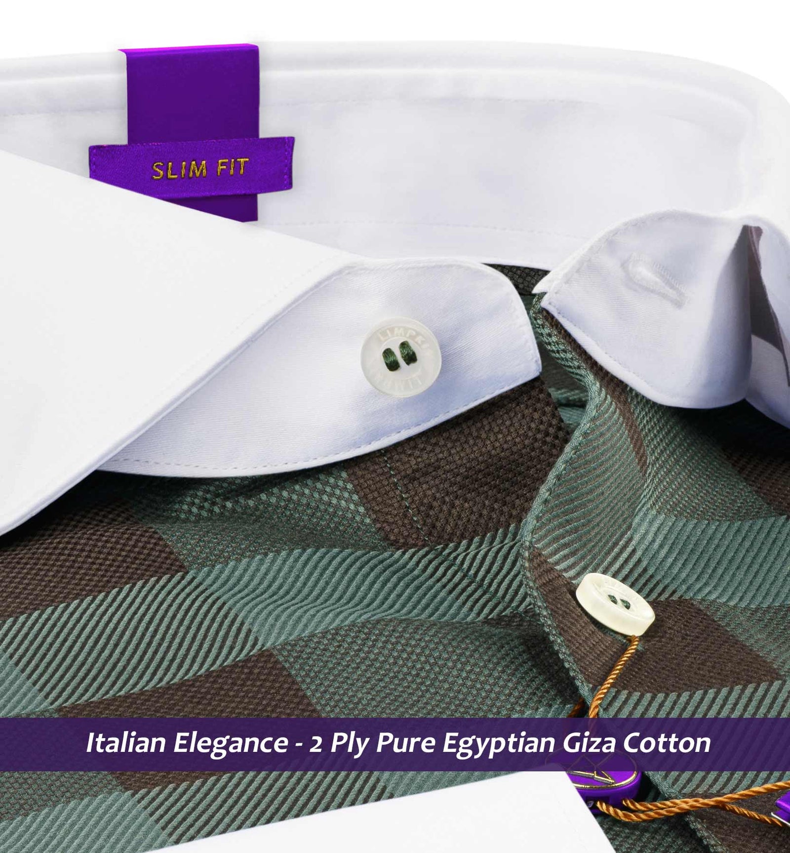 Palermo- Emerald Green & Brown Check- White Collar