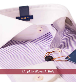 Porus- Lilac & White Stripe with White Collar