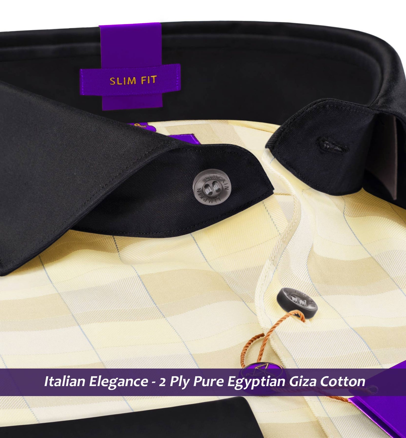 Solviati- Daffodil Yellow & Beige Check- Black Collar