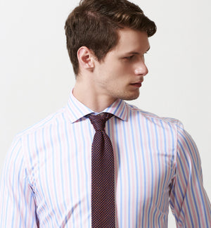 Segovia- Azure Blue & Pink Stripe