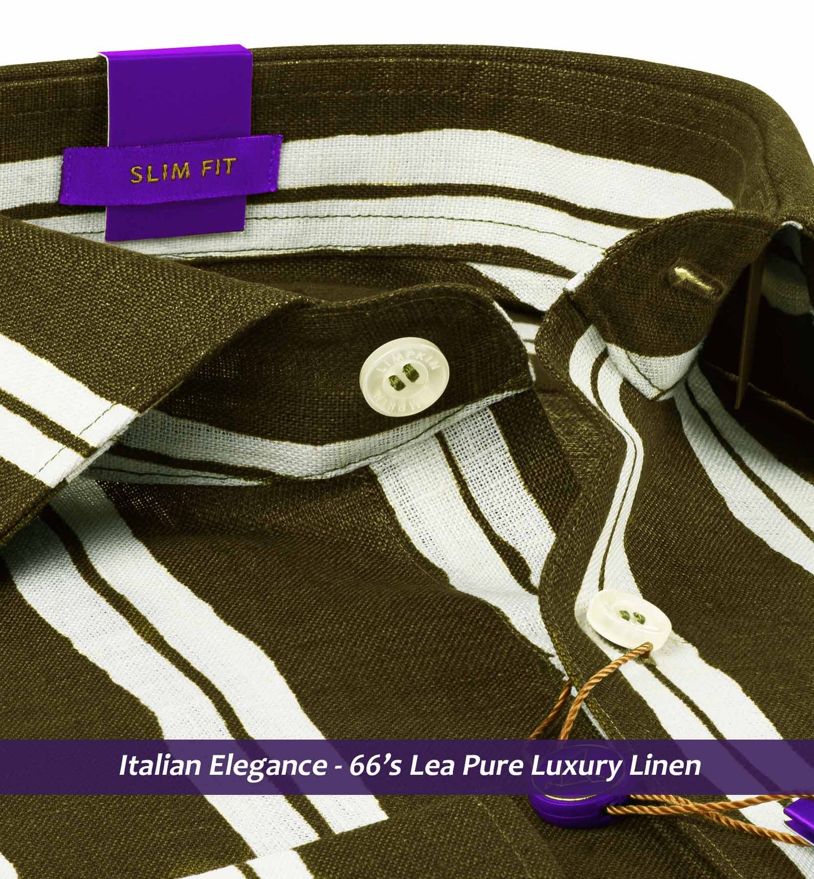 Antibes- Moss Green & White Printed Stripe