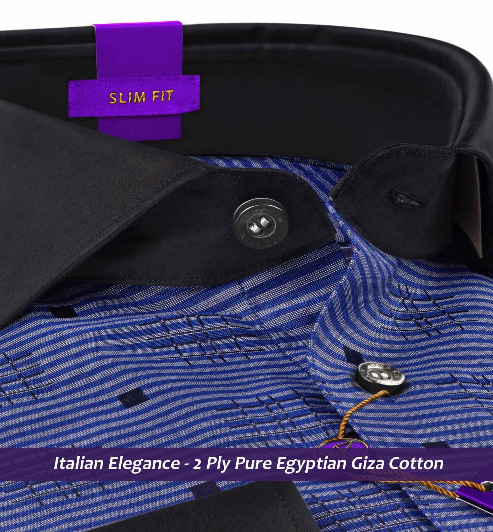 Sanibel- Royal Blue Horizontal Stripe- Black Collar