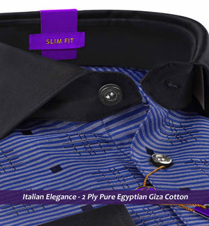 Sanibel- Royal Blue Horizontal Stripe- Black Collar