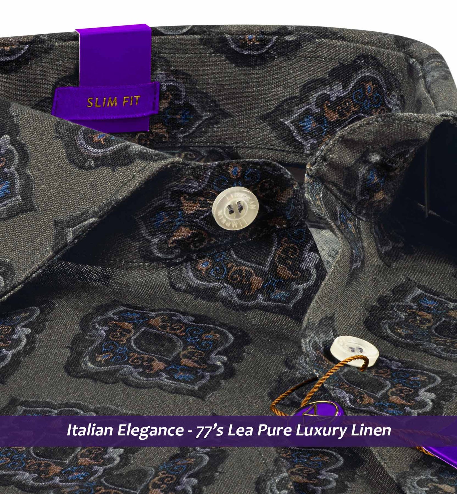 Sardinia- Seaweed Green & Beige Linen Print