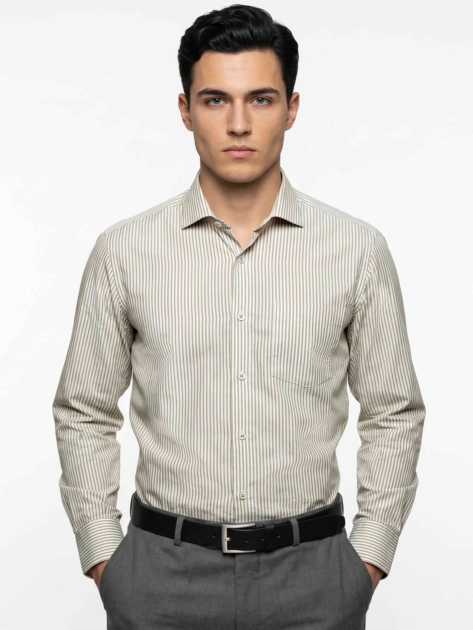 Preston- Ivory & Beige Magical Stripe