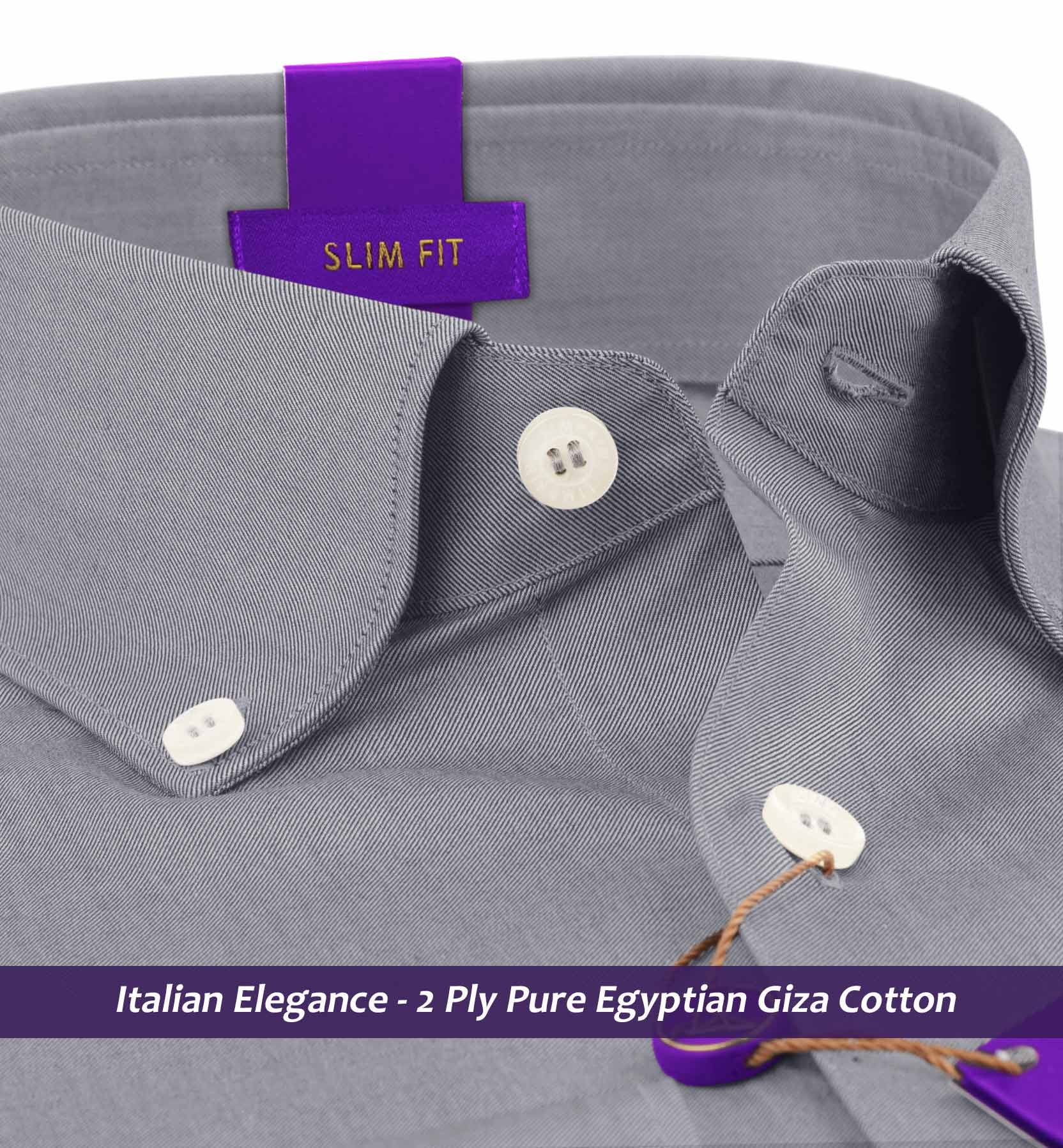 Bradbury- Steel Grey Twill- Button Down