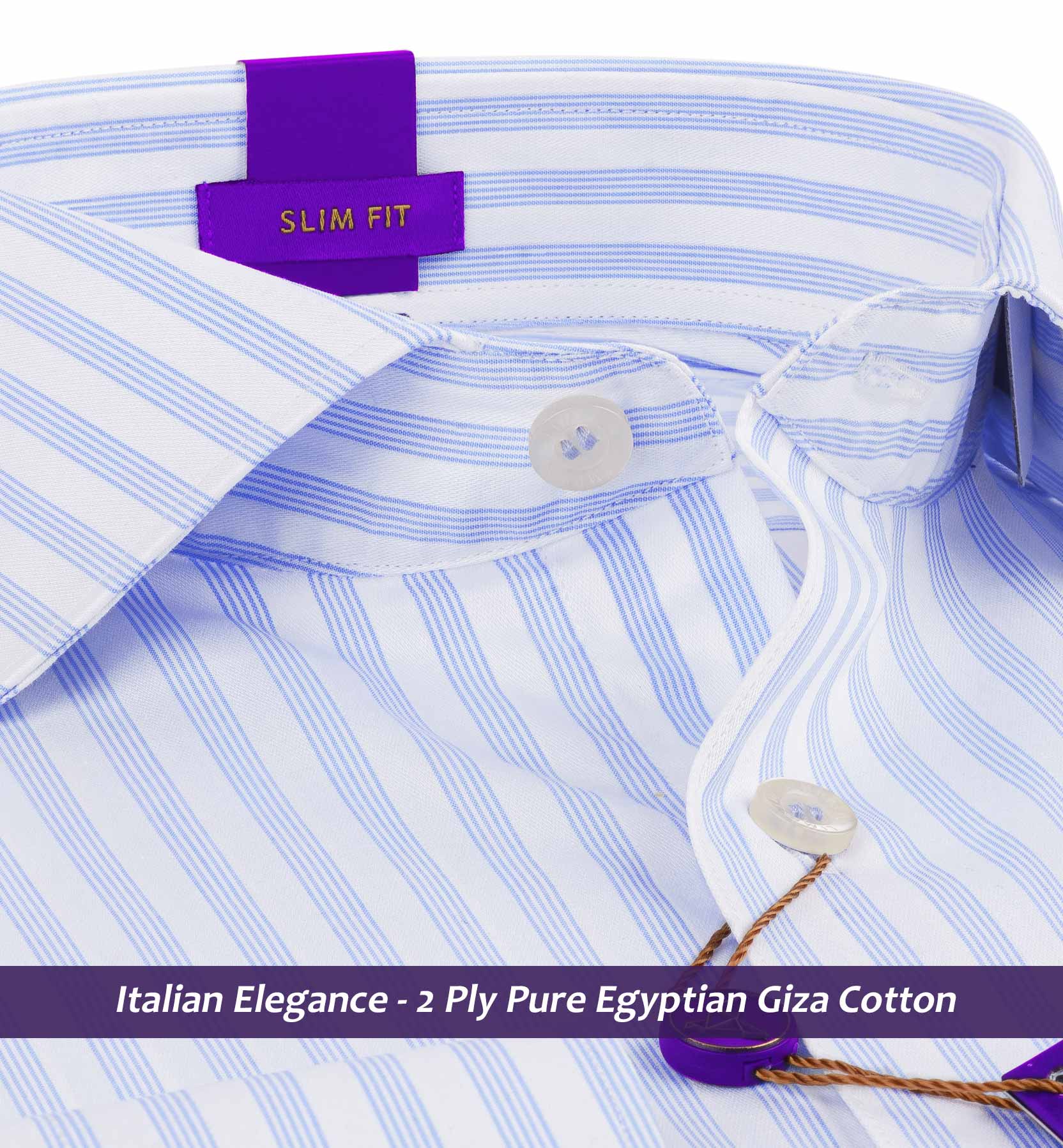 Beaumont- Azure Blue & White Stripe