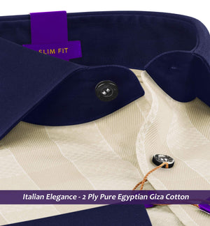 Moreno- Cream & Beige Check- Navy Collar