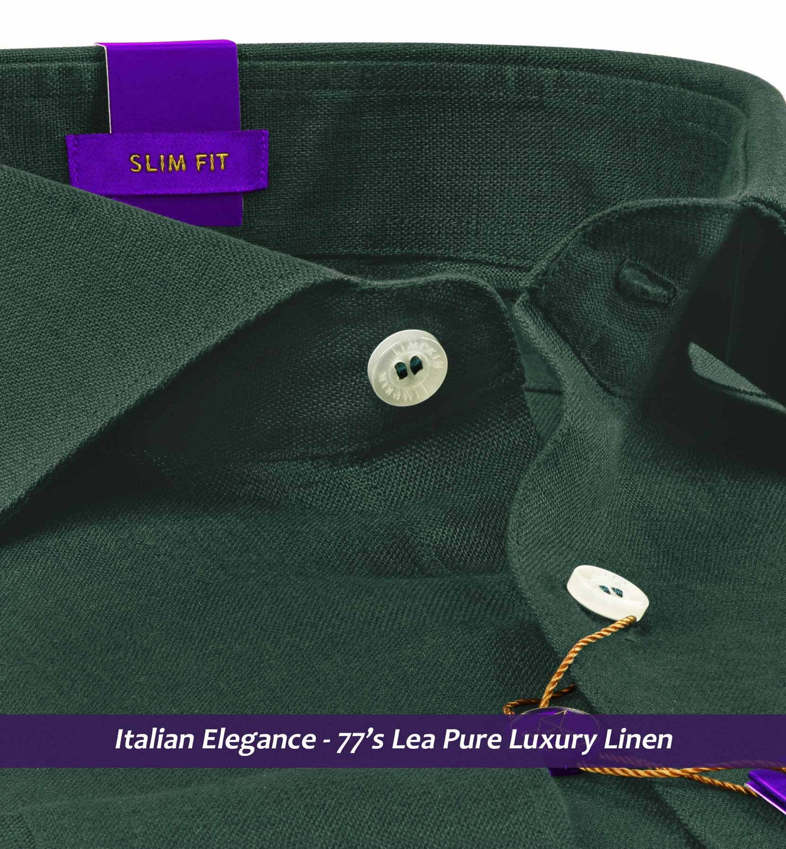 Cairoli- Emerald Green Solid Linen- 77's Lea Pure Luxury Linen