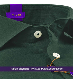 Cairoli- Emerald Green Solid Linen- 77's Lea Pure Luxury Linen