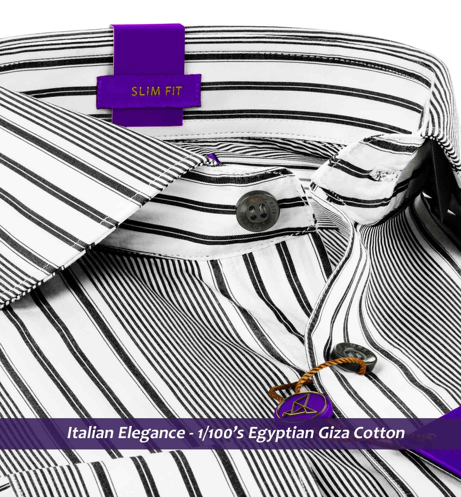 Montford- Black & White Stripe- 1/100 Egyptian Giza Cotton