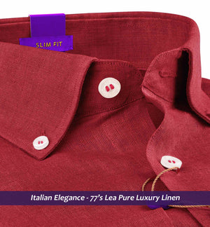 Moncler- Crimson Red Linen- Button Down