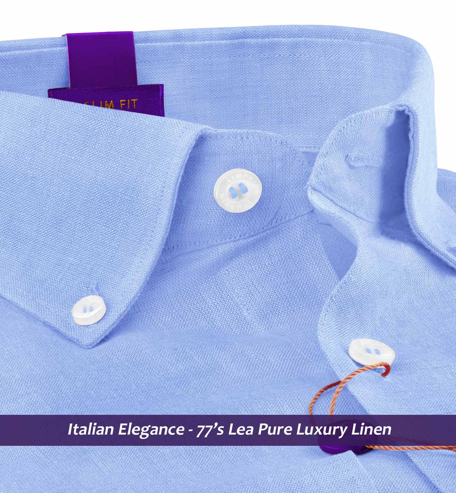 Nostrand- Azure Blue Linen- Button Down- 77's Lea Pure Luxury Linen