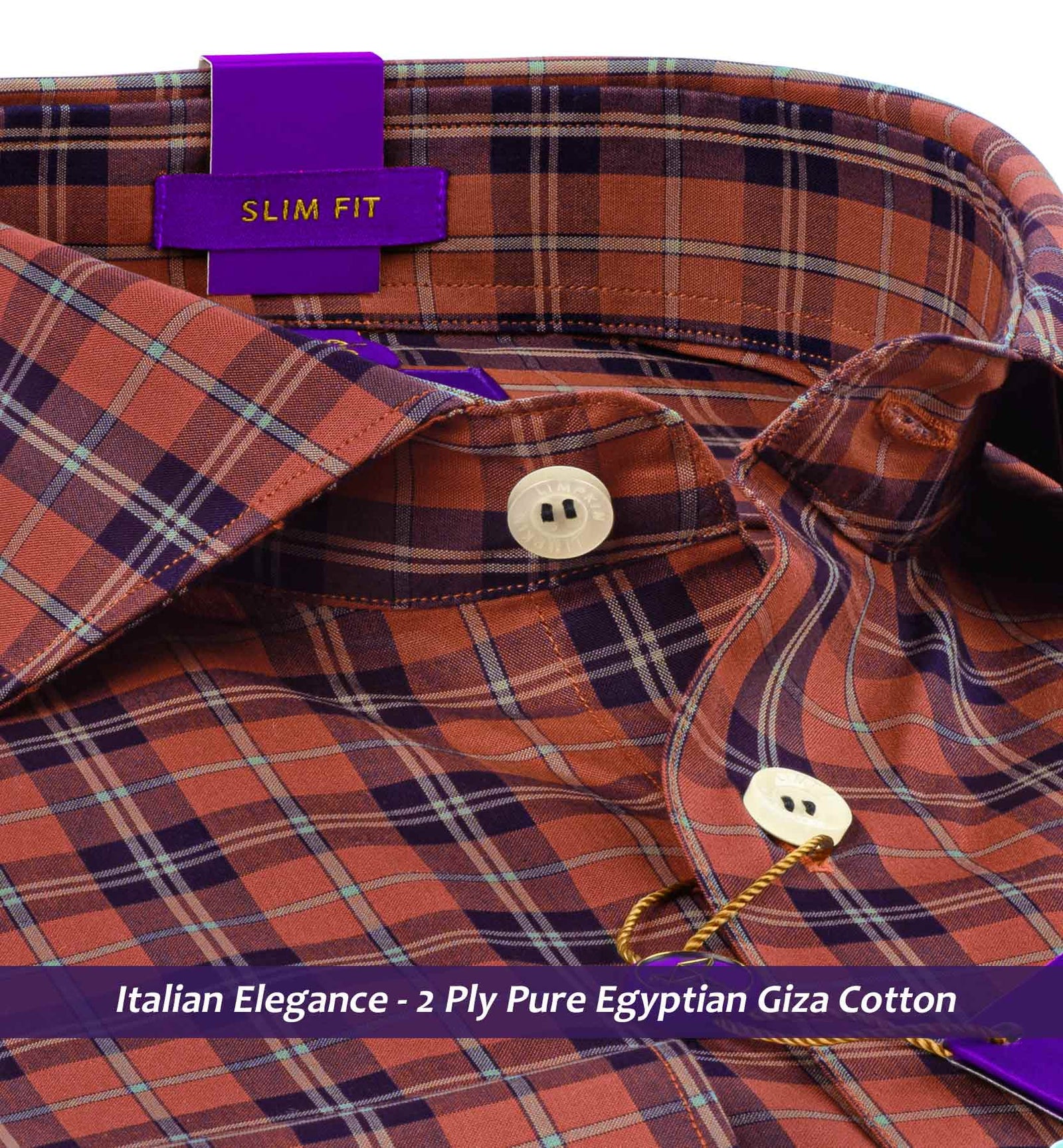 Sorrento- Bronze Orange & Navy Check