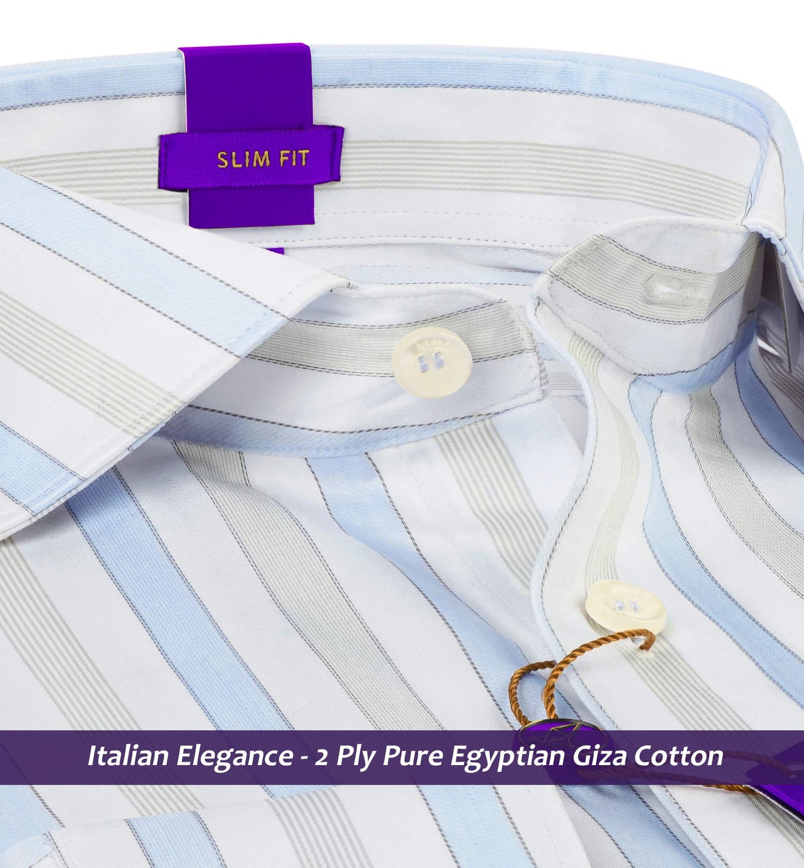 Lorient- Azure Blue & Beige Stripe