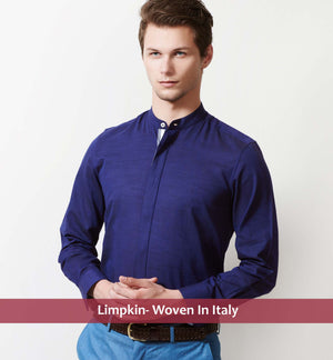 Tripoli- Navy Solid Linen with Print Contrast