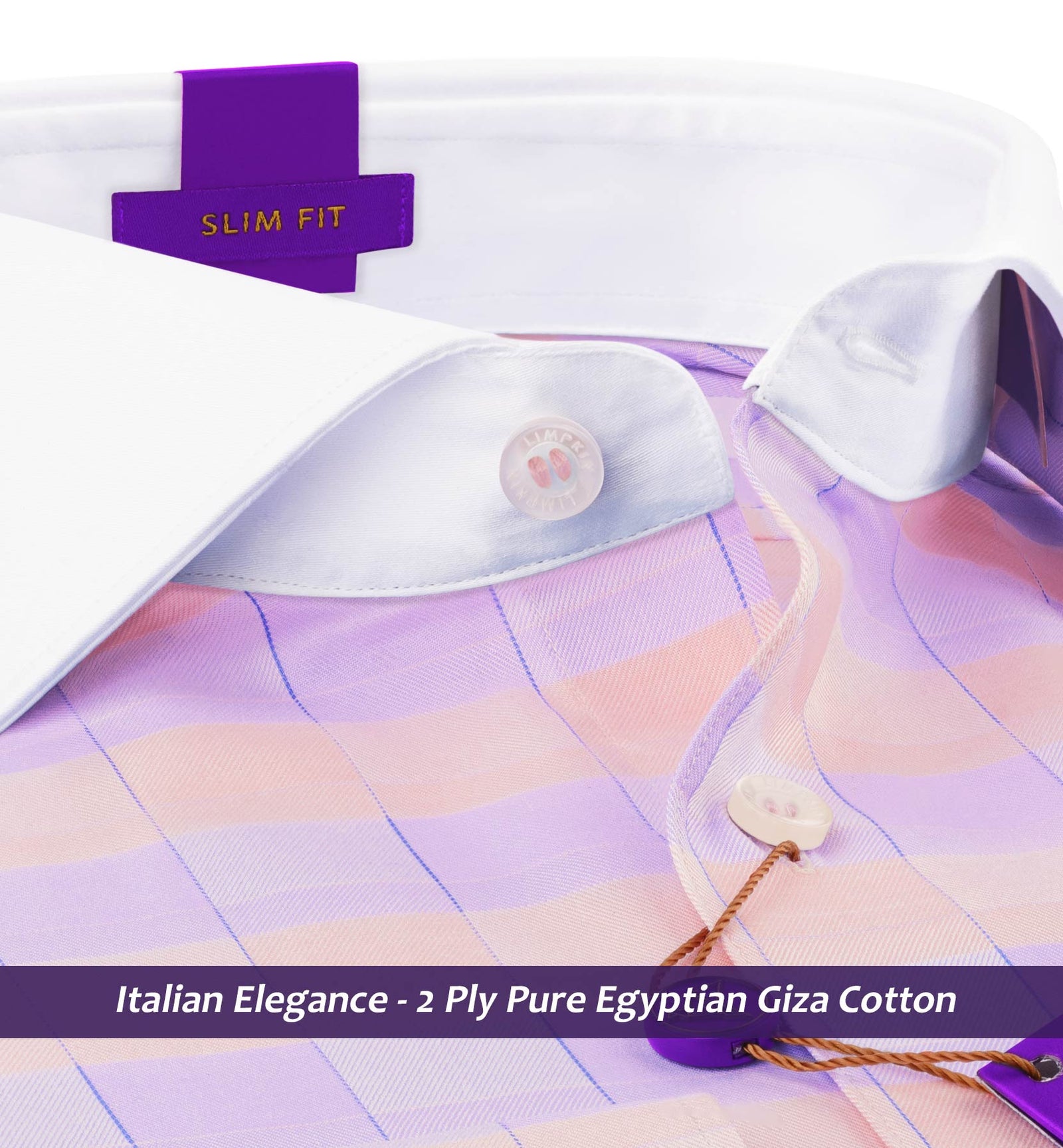 Nelson- Flamingo Pink & Lilac Check- White Collar