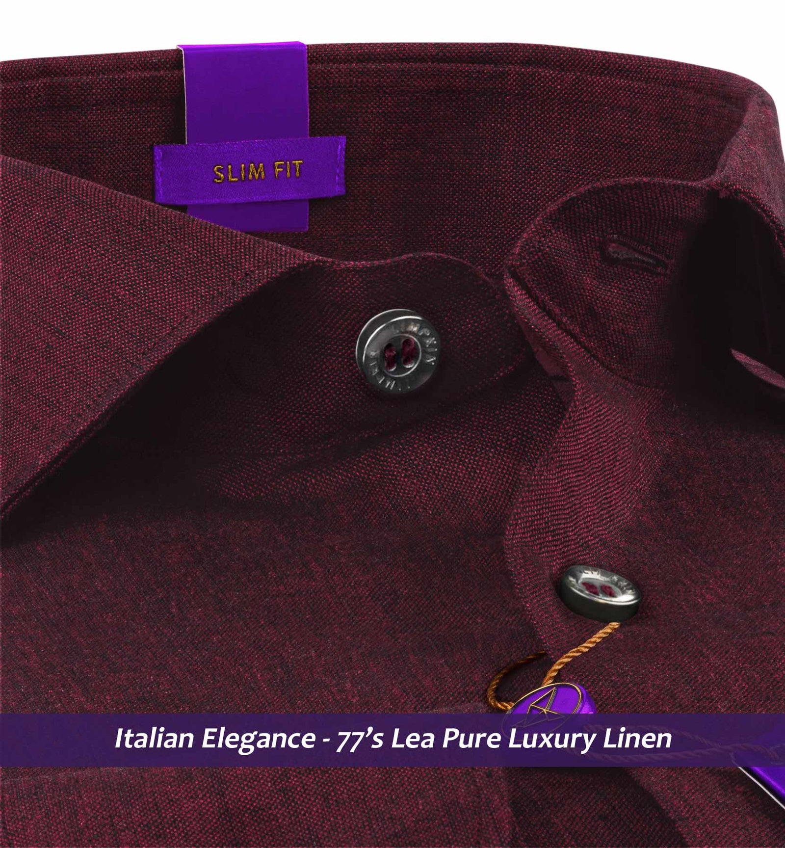 Portugal- Burgundy Solid Linen- 77's Lea Pure Luxury Linen
