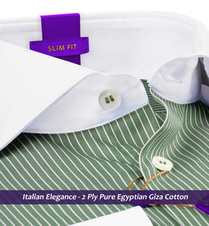 Toulouse- Basil Green & White Stripe