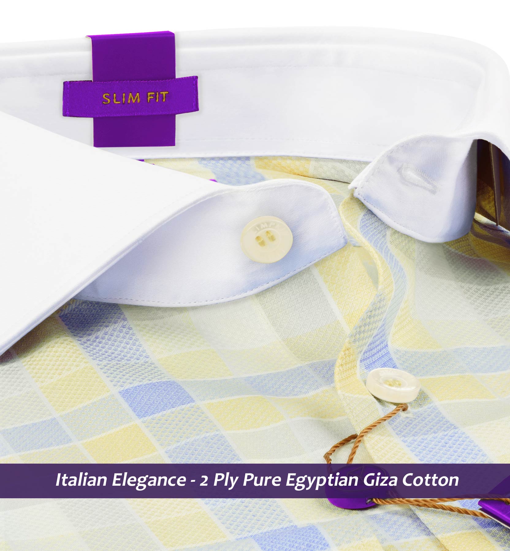 Durham- Daffodil Yellow Check- White Collar