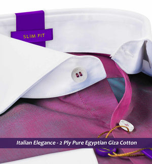 Pasadena- Magenta Solid Twill- White Collar