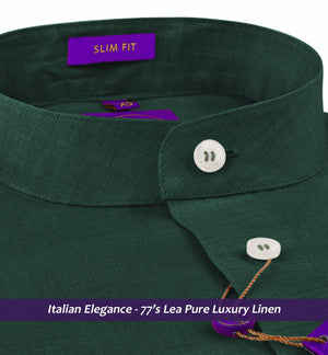 Newburgh- Emerald Green Linen- Mandarin Collar