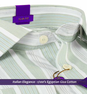 Finsbury- Jade Green & Blue Stripe- 1/100 Egyptian Giza Cotton