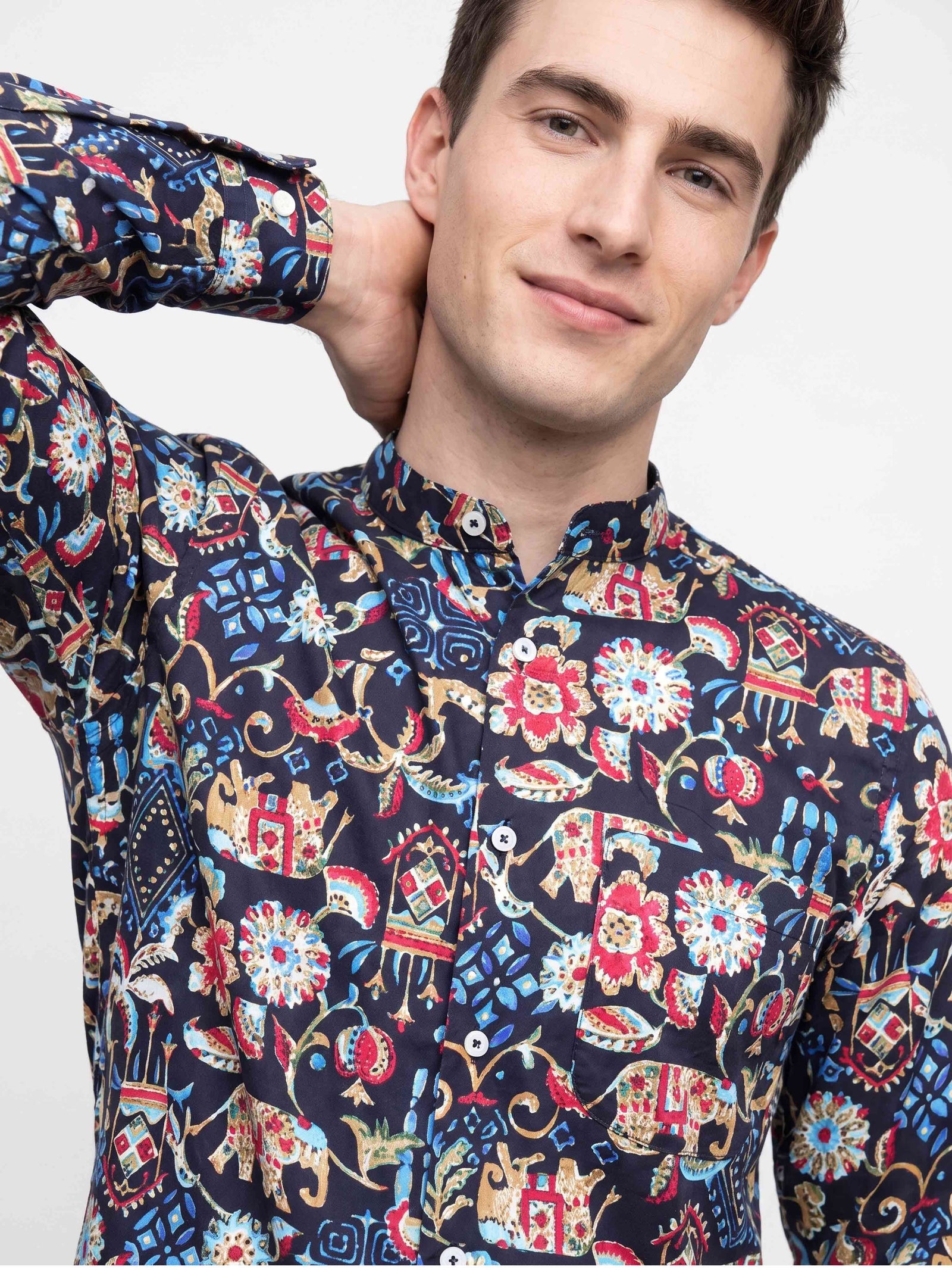 Osaka- Navy & Beige Magical Print