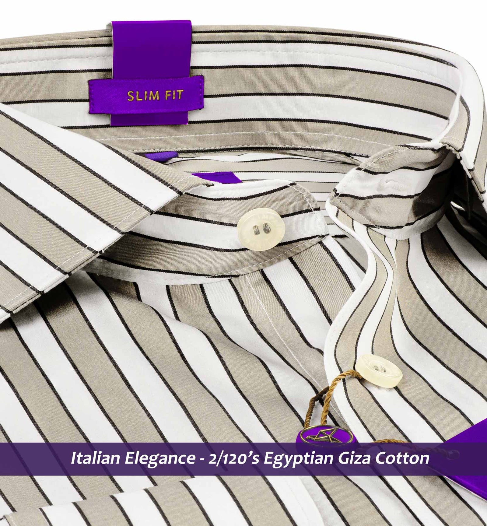 Columbus- Beige & Mocha Brown Stripe