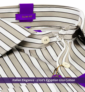 Columbus- Beige & Mocha Brown Stripe