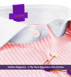 Cupertino- Lemonade Pink Stripe- White Collar