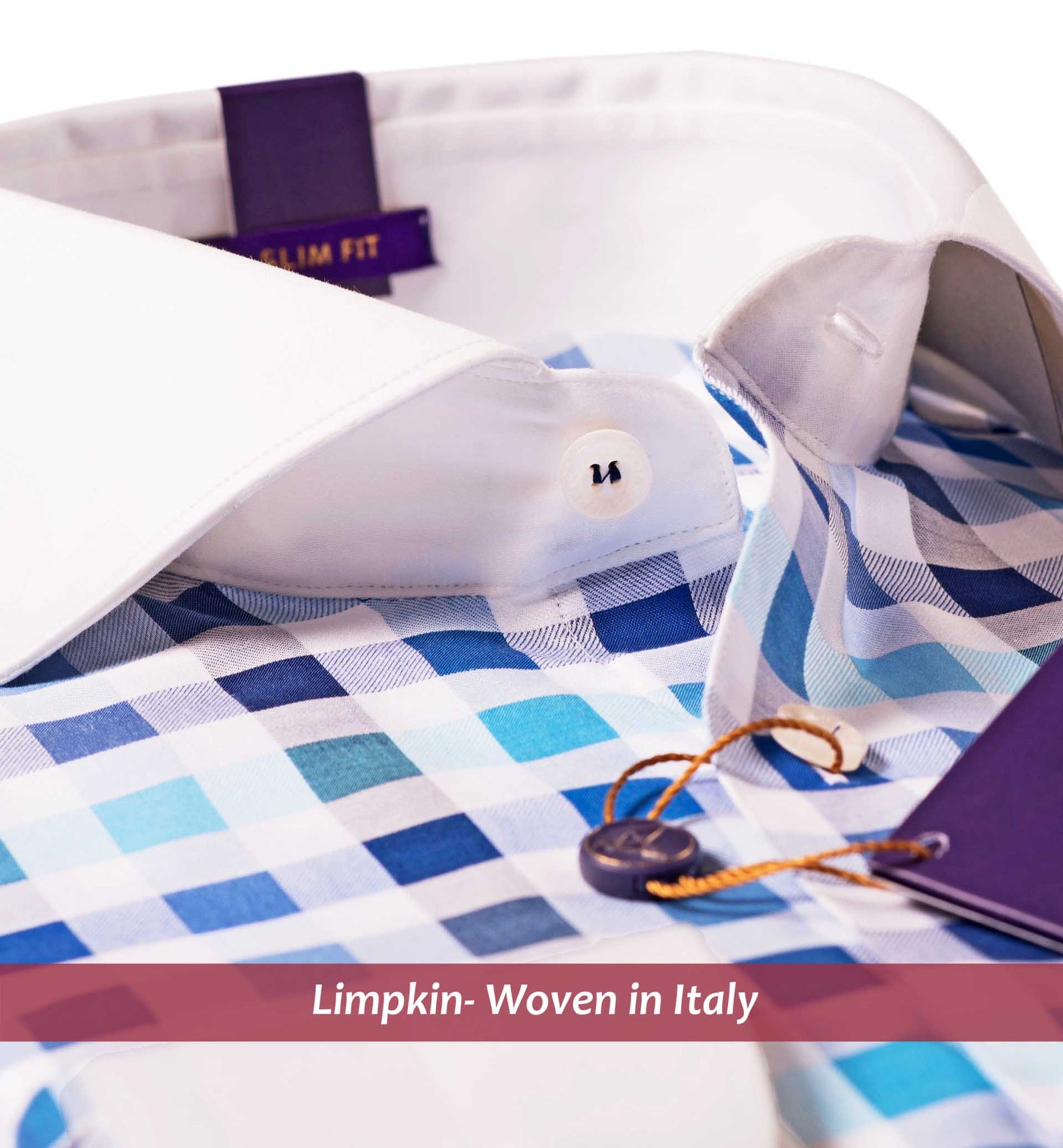 Manchester- Blue & Turquoise Check- White Collar