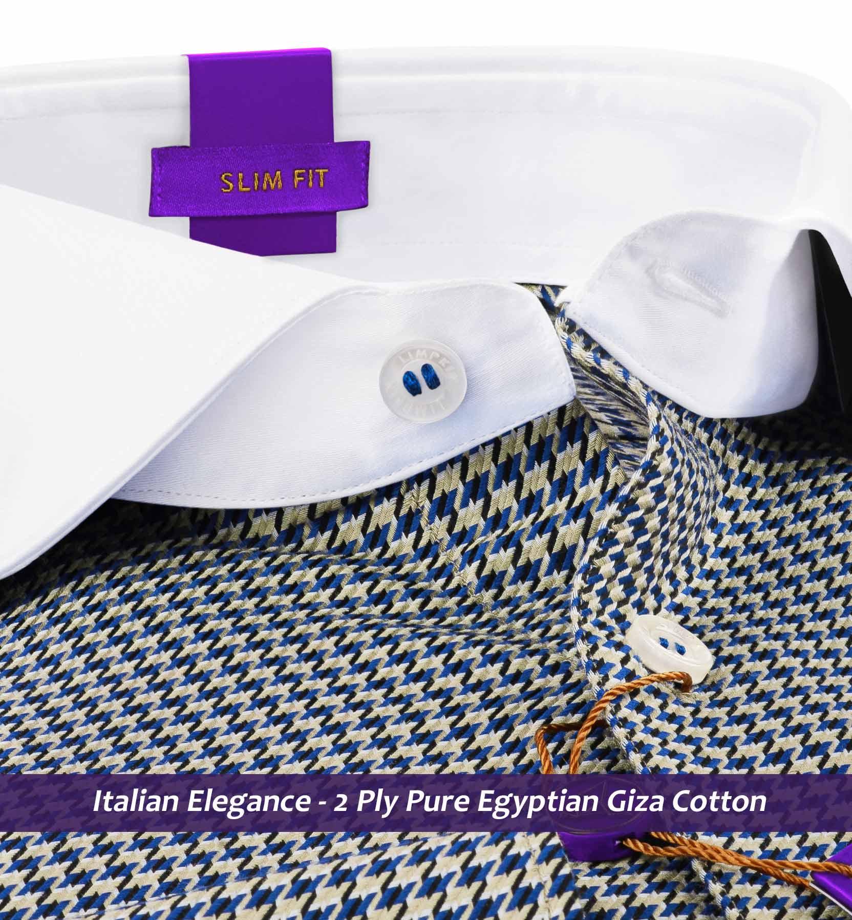 Oldham- Royal Blue & Beige Structure- White Collar