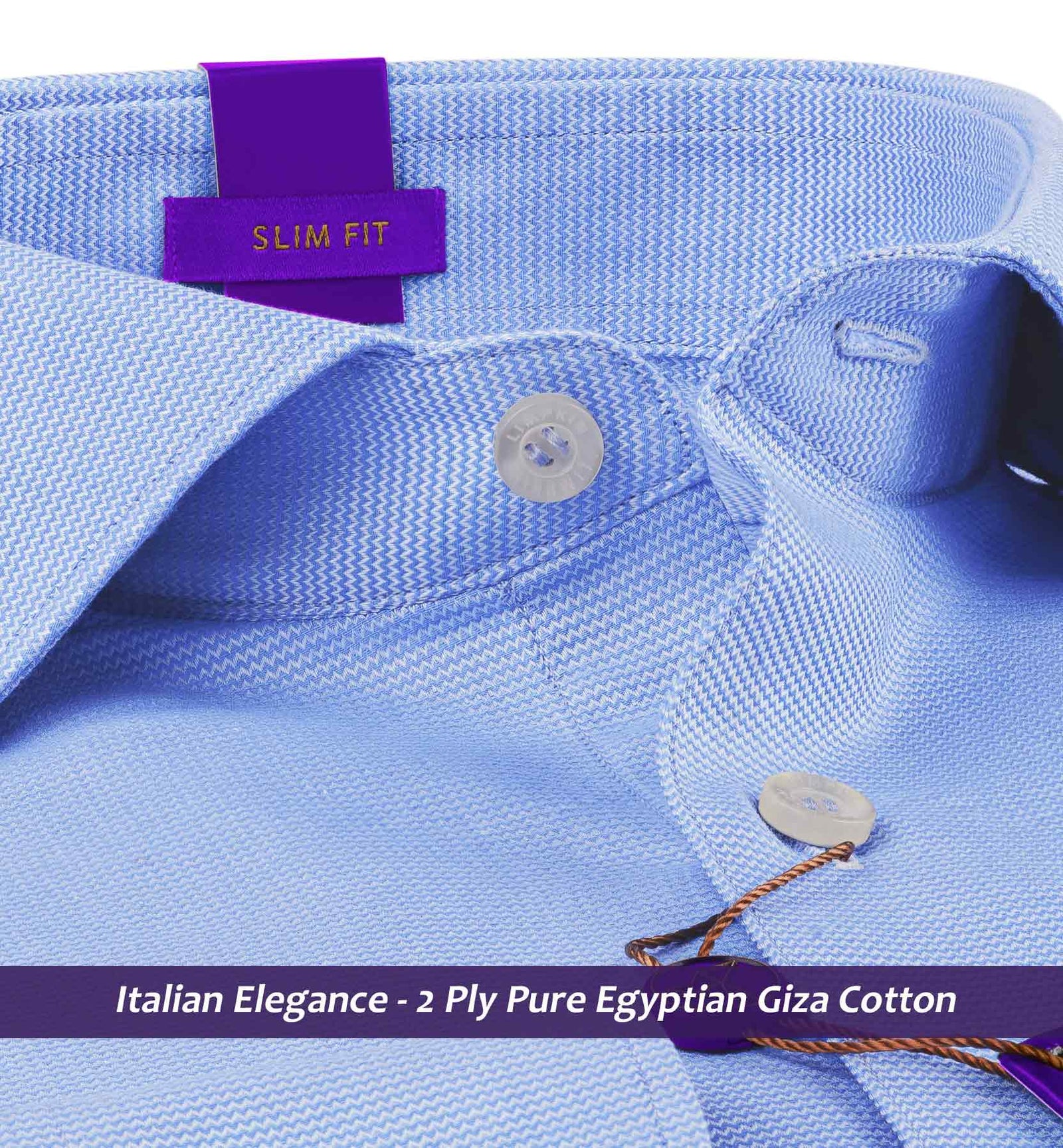 Nelson- Azure Blue Structure- 2 Ply Egyptian Giza Cotton- Delivery from 9th March