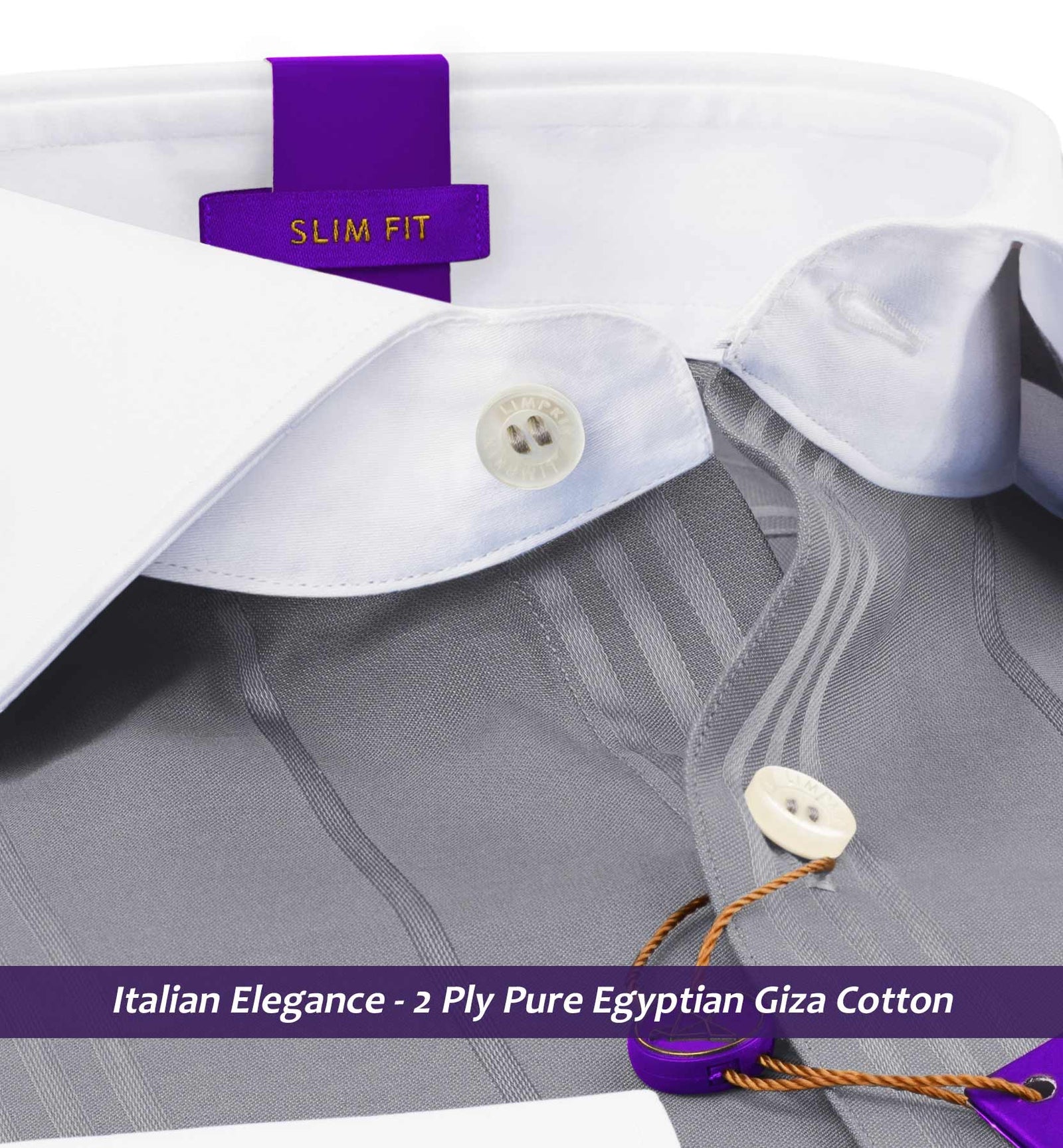 Portugal- Flint Grey Stripe- White Collar