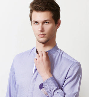 Sardinia- Lilac & White Magical Print- Mandarin Collar