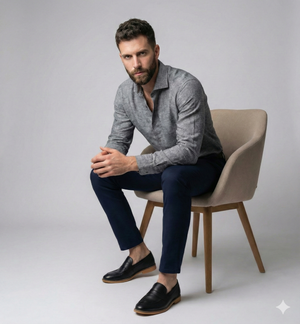 Palermo- Anchor Grey Solid Linen- 77's Lea Pure Luxury Linen