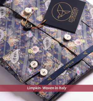 Portofino- Navy & Lilac Paisley Print