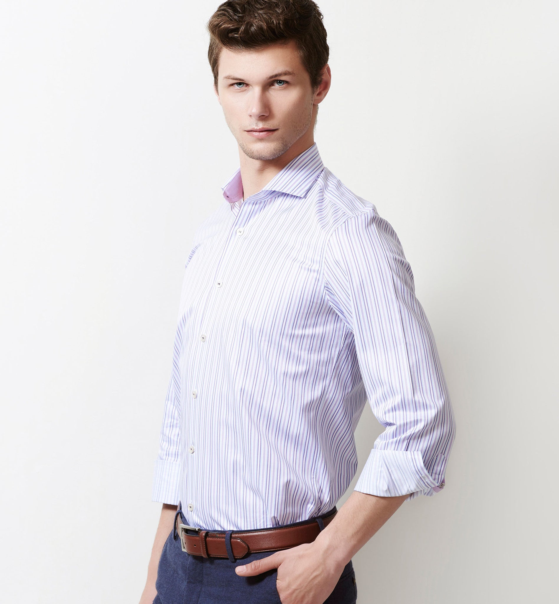 Verona- Lilac & Azure Blue Stripe