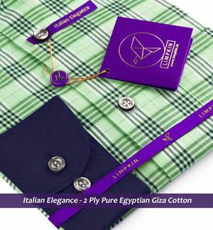 Regina- Mint Green & White Check- Navy Collar